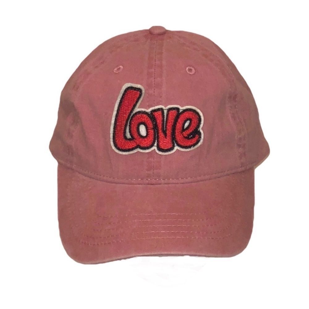 Washed Blush Pink Baseball Hat W/ Love Patch - Picture 4 of 5